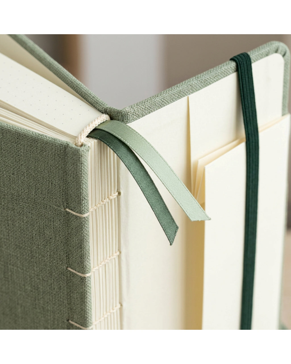 Bhnxj A5 Linen Dot Grid Journal Sage - Detail view