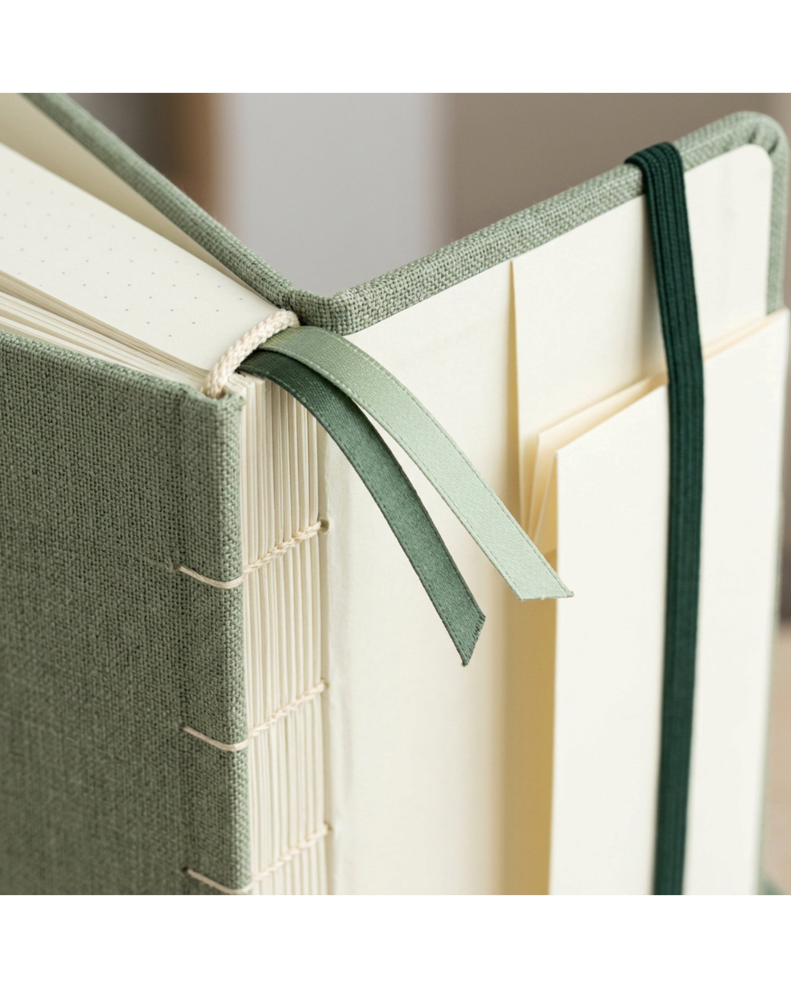 Bhnxj A5 Linen Dot Grid Journal Sage - Detail view