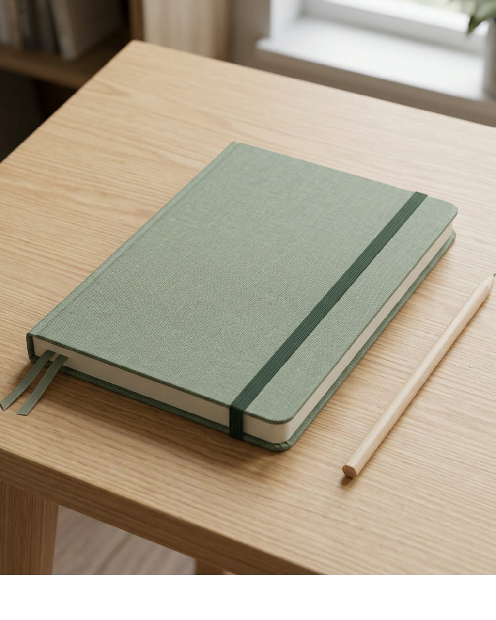 Bhnxj A5 Linen Dot Grid Journal Sage - Lifestyle view